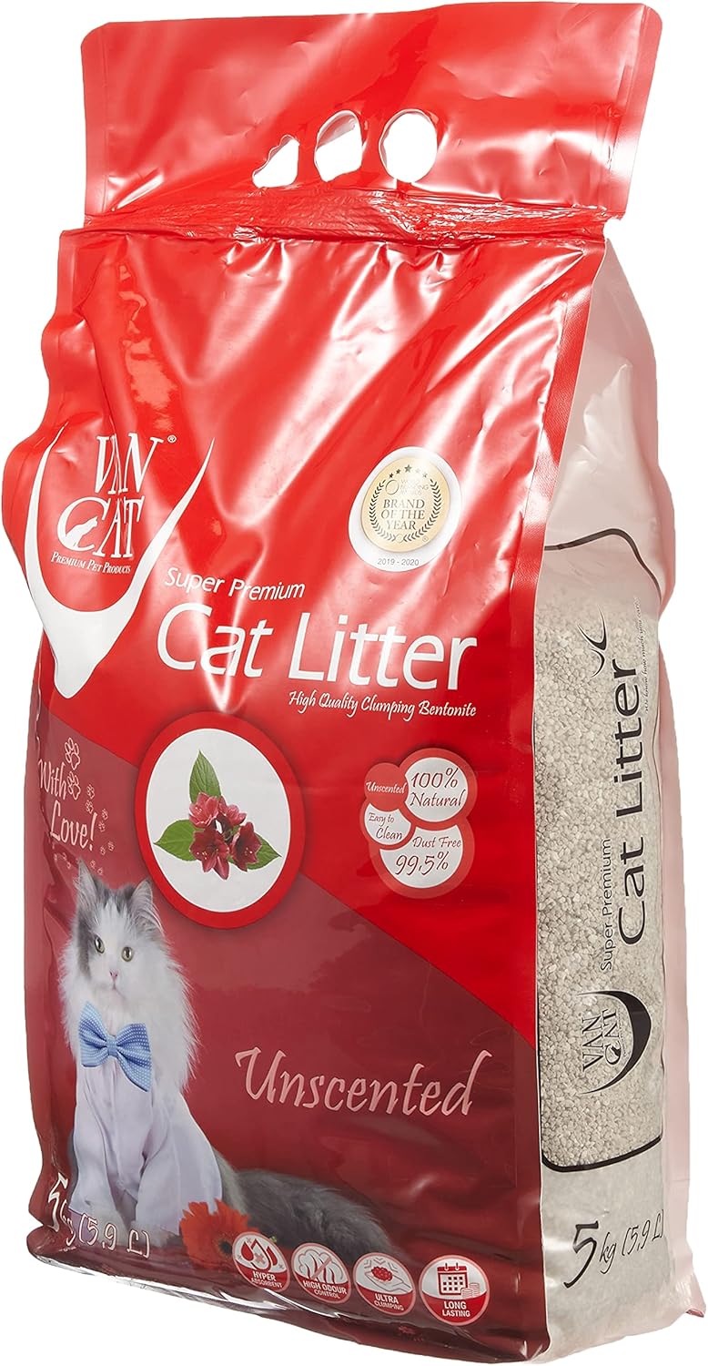 Van Cat White Bentonite Clumping Cat Litter Unscented 5Kg